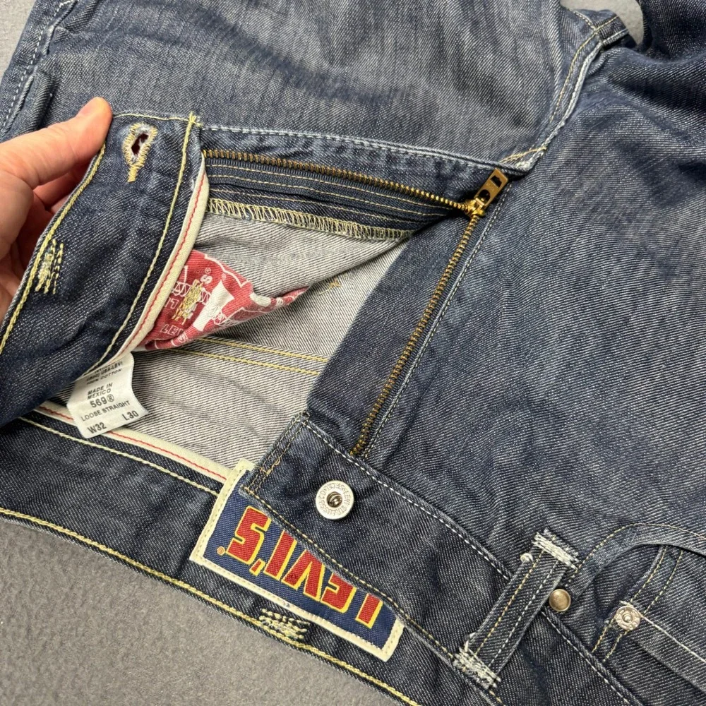 Levi's 569 Jeans Mens 32x30 Loose Straight Blue Denim Flap Pockets Classic